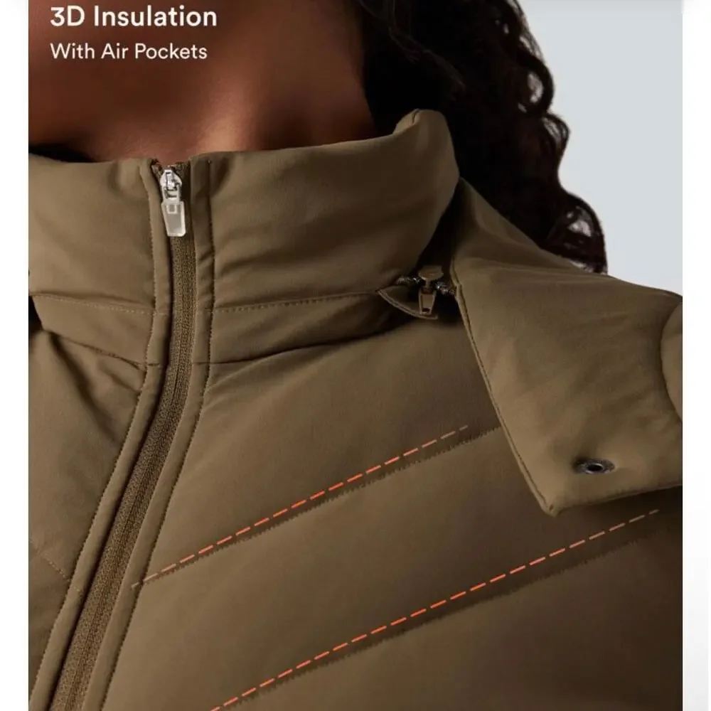 New Halara PuffFlex Removable Hood Shirred Casual Padded Jacket with Pockets - Picture 3 of 10